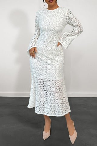 Flared Lace Midi Dress