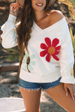 Big Flower V Neck Sweater