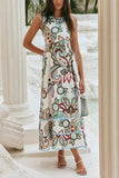 Sleeveless Floral Print Maxi Dress