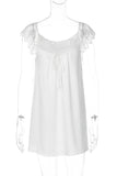 Lace-Trimmed Casual Dress