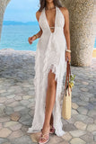 Halter Neck Ruffled Dress