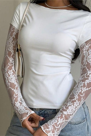 Lace Sleeve T-Shirt