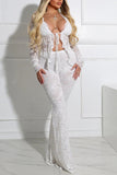 Tie-Front Lace Pants Set