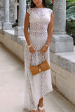 Cap-Sleeve Lace Maxi Dress