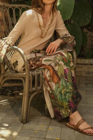 Nature Print Bell Sleeve Dress