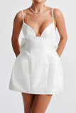 Elegant Bow-Back Evening Mini Dress