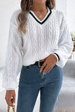 V-Neck Cable Knit Sweater