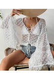 Lace Bell Sleeve Beach Cover-Up