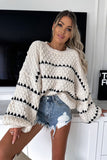 Textured Knit Sweater with Striped Accents