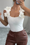 Floral Accent Ribbed Tank Top