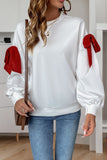 Bow Accent Sweatshirt with Balloon Sleeves