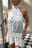 Polka Dot Halter Casual Dress