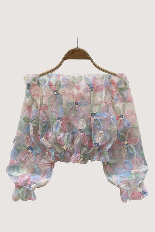 Floral Embellished Sheer Blouse