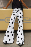 Chic Polka Dot Flare Casual Pants