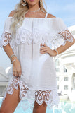 Off-Shoulder Lace Trim Beach Cover-Up