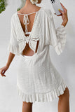 Breezy V-Neck Ruffle Hem Cover-Up