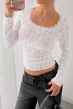Scalloped Lace Long Sleeve Blouse