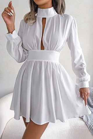 Long-Sleeve Keyhole Casual Dress