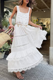 Lace-Trim Maxi Casual Dress