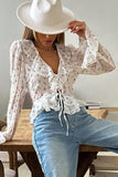 Floral Ruffle Tie-Front Blouse