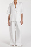 Short Sleeve Blazer and Pants Set