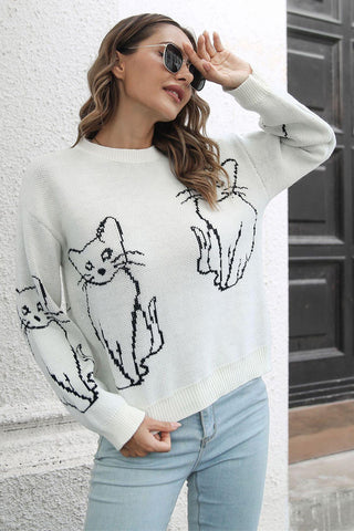 Cat-Patterned Sweater