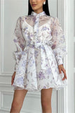 Button-Front Floral Casual Dress