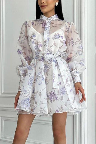 Button-Front Floral Casual Dress