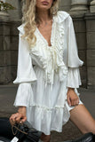 Ruffled V-Neck Casual Dress