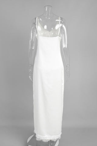 Lace Trim Slit Maxi Dress