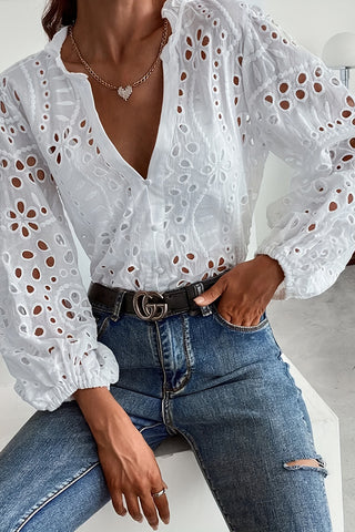 Eyelet Detail Peasant Blouse