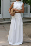 Elegant Two-Piece Sleeveless Skirt Set