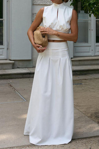 Elegant Two-Piece Sleeveless Skirt Set