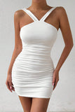 Double Strap Ruched Mini Dress