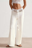 Beach-Ready Casual Pants with Crochet Waist