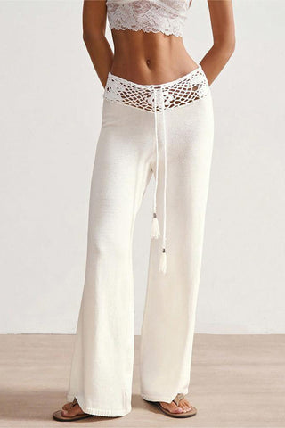 Beach-Ready Casual Pants with Crochet Waist