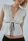 Sleeveless Ruffled Tank with Tie Waist