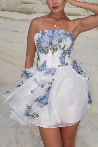 Strapless Floral Casual Dress