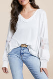 Sheer Sleeve Floral V-Neck Blouse