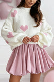 Heart Pattern Knit Sweater