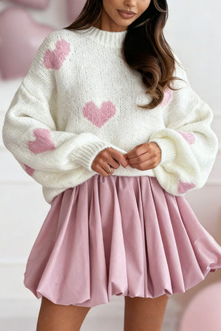 Heart Pattern Knit Sweater