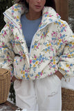 Floral Pattern Puffer Jacket