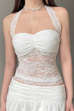 Lace Halter Neck Tank Top