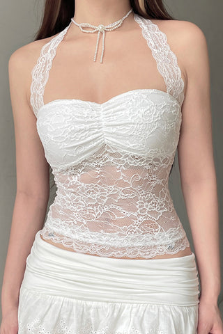 Lace Halter Neck Tank Top