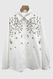 Embellished Floral Button-Up Blouse