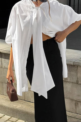 Oversized Tie-Front Blouse