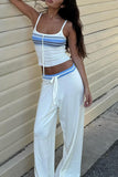 Casual Knit Tie Front Top and Bottom Set