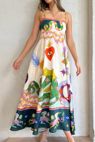 Artistic Print Sundress with Straps