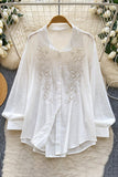Button-Front Floral Blouse