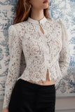 Elegant Lace Button-Front Blouse